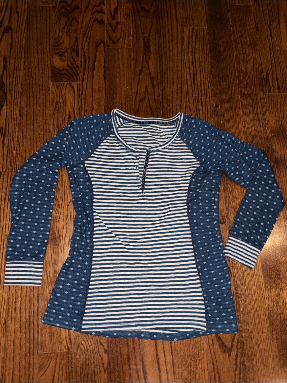 PJ Set Navy & White Striped and Dot Long Sleeve Pajama Set